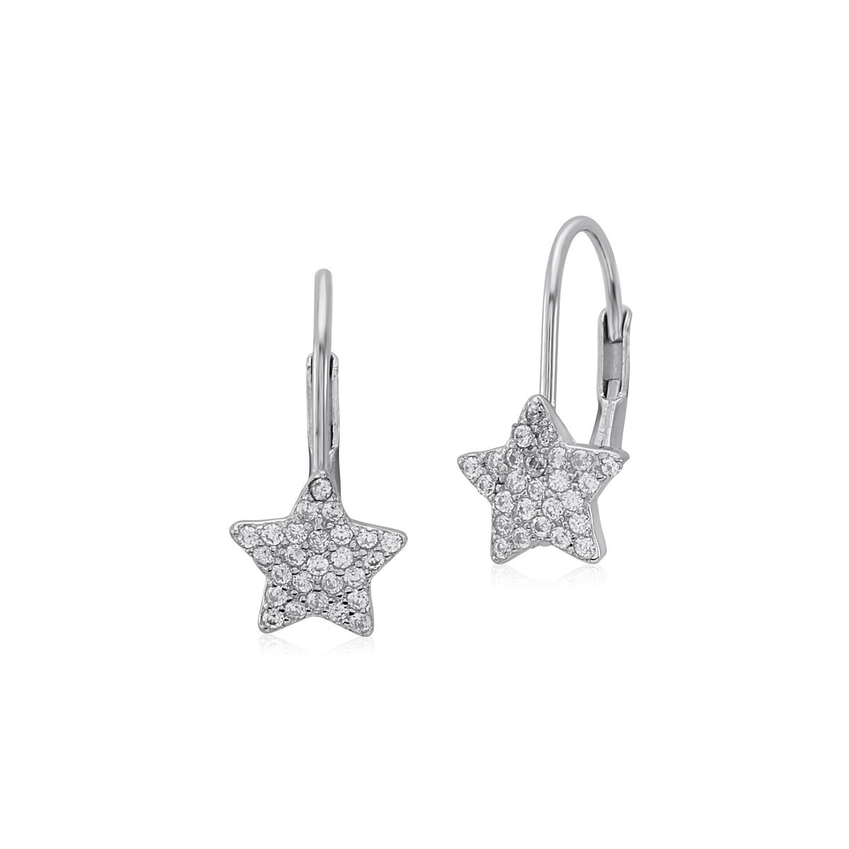 UNICORNJ Sterling Silver 925 Pink or Purple Star Leverback Earrings with Pave CZ Italy by Massete