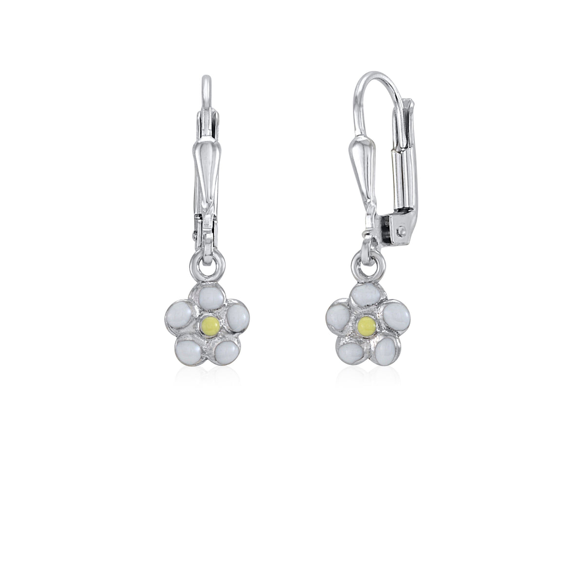 Childrens Sterling Silver 925 Flower Earrings Leverback Dangle by Massete