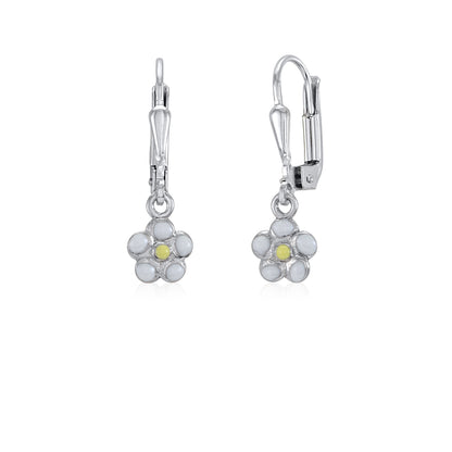 Childrens Sterling Silver 925 Flower Earrings Leverback Dangle by Massete