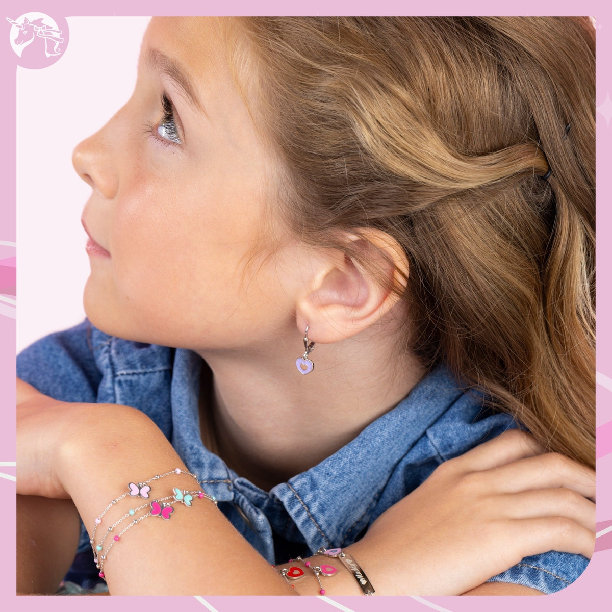 UNICORNJ Sterling Silver 925 Heart Earrings Leverback Dangle for Girls with Enamel Heart in Heart by Massete