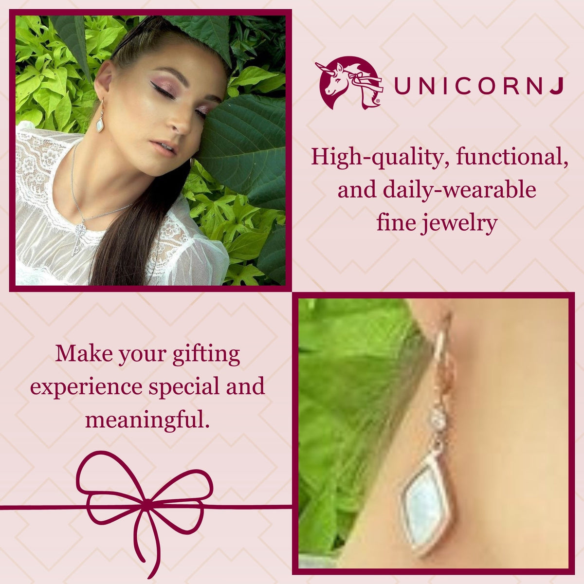 Sterling Silver Leverback Earrings with Bezel Set CZ and Mother of Pearl Dangle by Massete