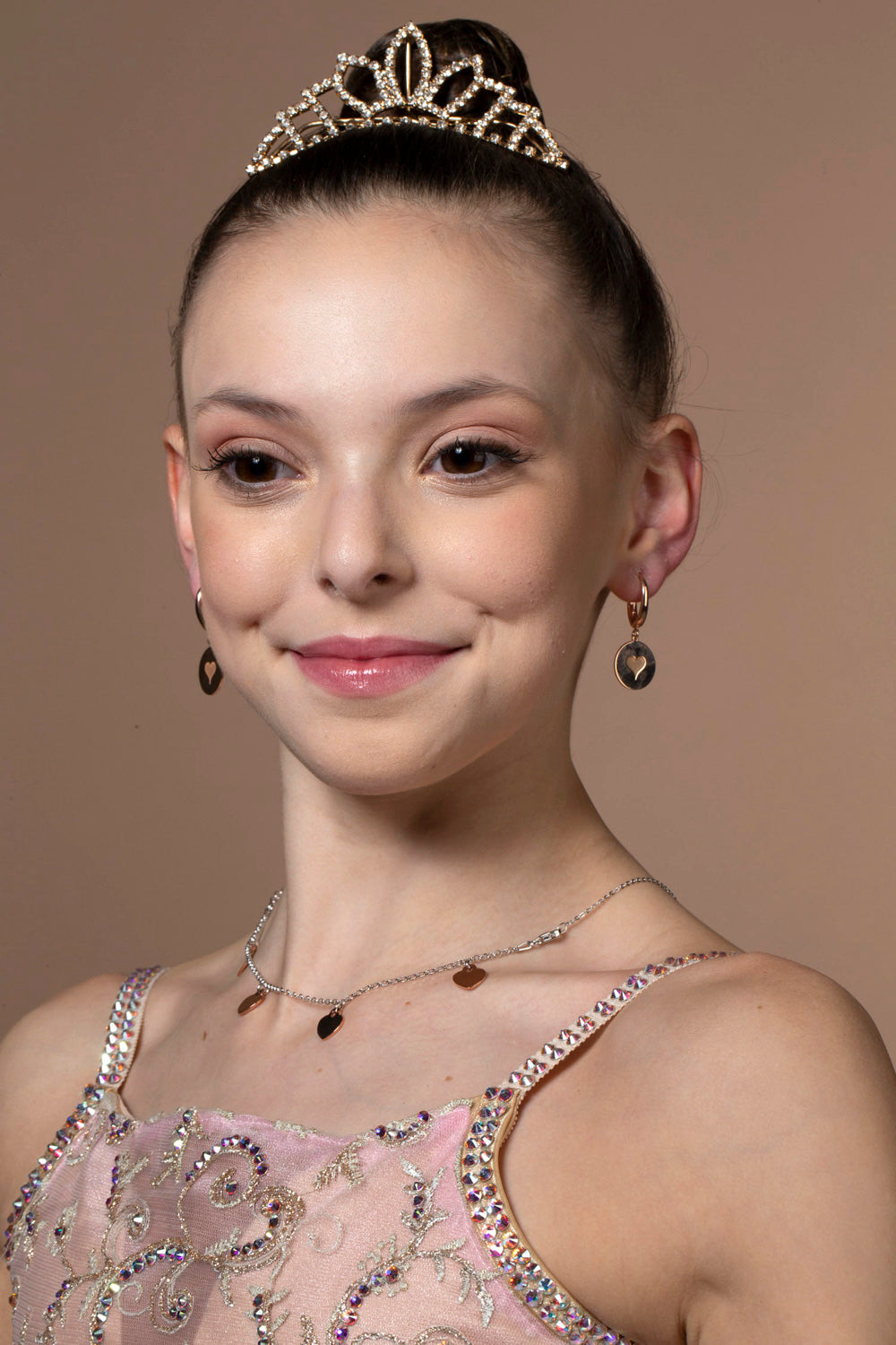 Sterling Silver Rose Gold Plated Girls Round Disc Dangle Leverback Earrings with Engraved Heart by Massete