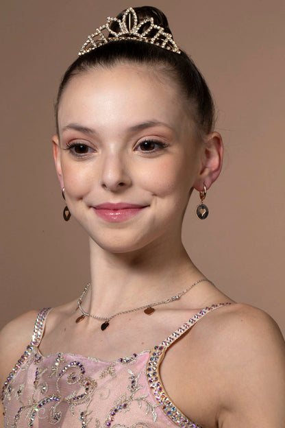 Sterling Silver Rose Gold Plated Girls Round Disc Dangle Leverback Earrings with Engraved Heart by Massete