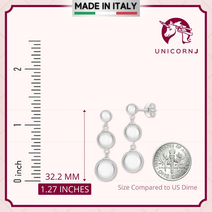 Sterling Silver 925 Polished Triple Ball Drop Earrings by Massete