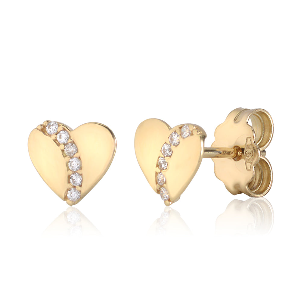 Heart Earrings in 14K Yellow and White Gold with CZ by Massete