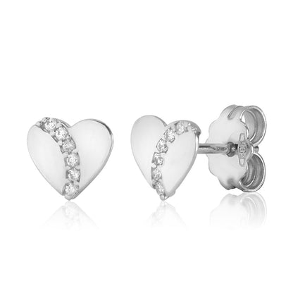 Heart Earrings in 14K Yellow and White Gold with CZ by Massete
