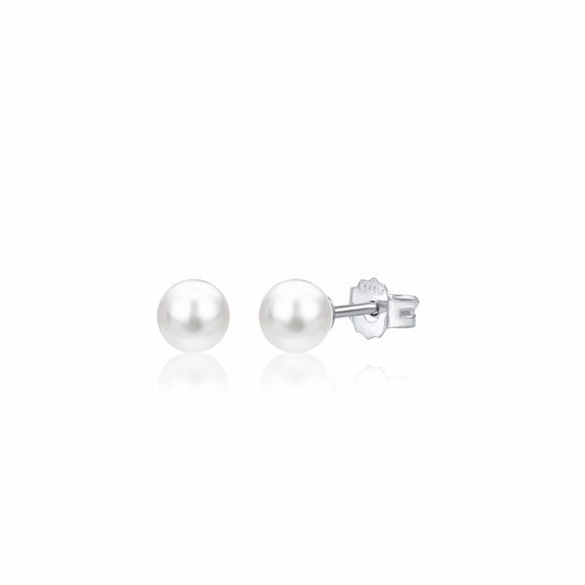 UNICORNJ 14K White Gold Freshwater Cultured Pearl Post Stud Earrings 5 6 or 7mm Italy by Massete