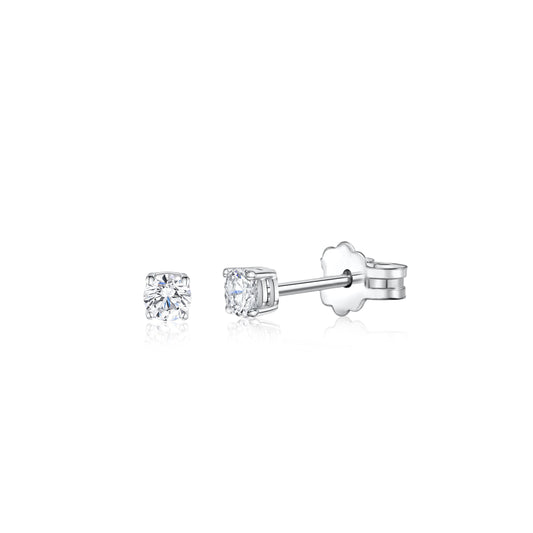UNICORNJ 14K White Gold 4 Prong Basket Setting Simulated Diamond CZ Post Stud Earrings Italy by Massete