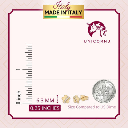UNICORNJ 14K White and Yellow Gold Children's Kids Flower Post Earrings with CZ's Italy by Massete