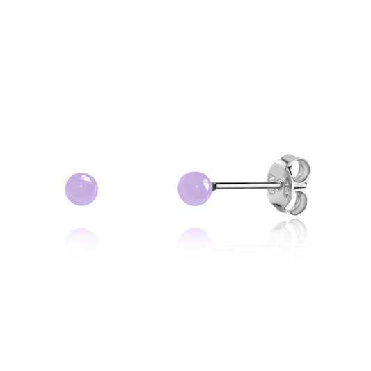 UNICORNJ Sterling Silver 925 Ball Stud Earrings 3mm for Women Girls with Enamel Small Second Piercing by Massete