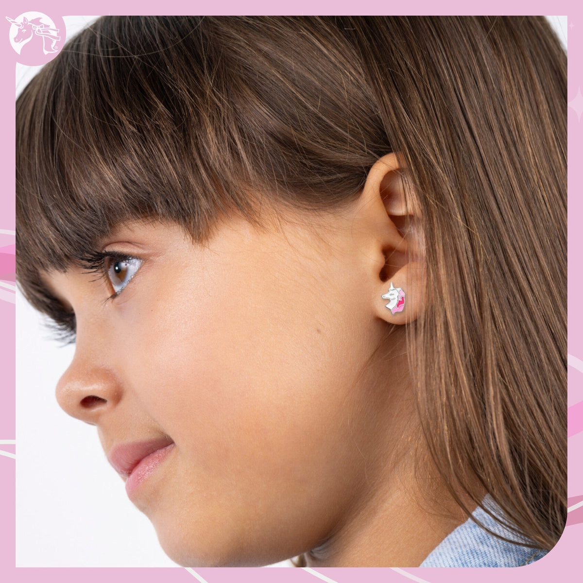 UNICORNJ Sterling Silver 925 Unicorn Earrings Stud for Girls with Enamel by Massete