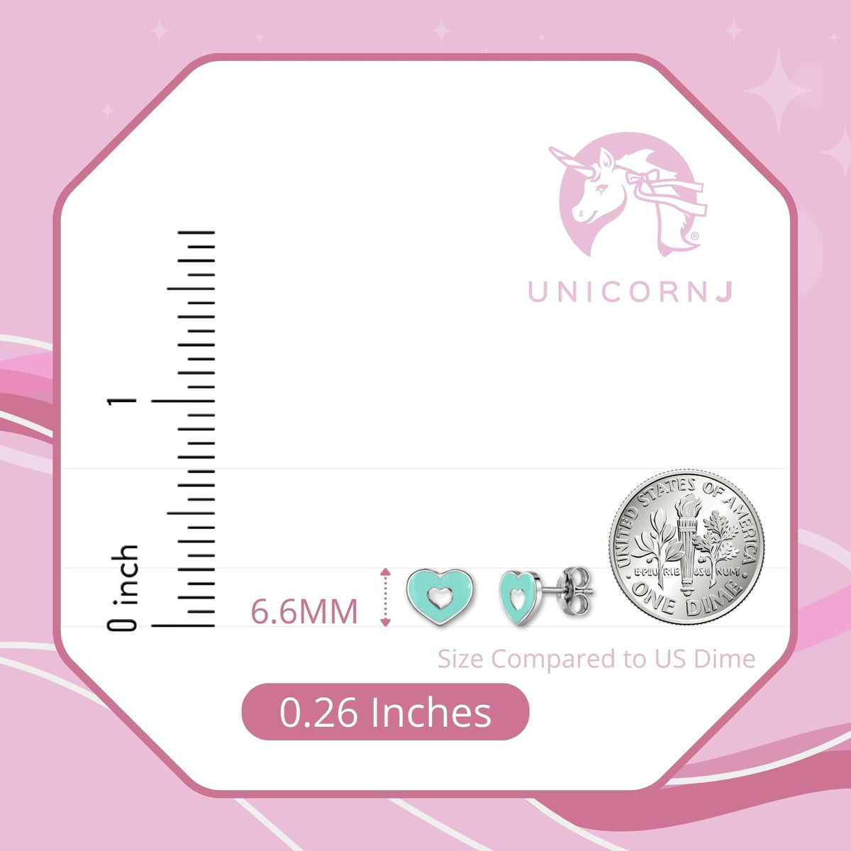 UNICORNJ Sterling Silver 925 Heart Earrings Stud for Girls with Enamel Heart in Heart by Massete