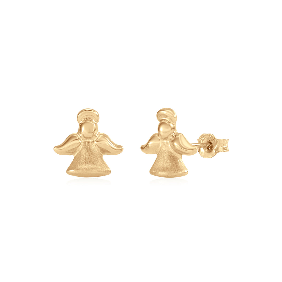 UNICORNJ Kids 14K Yellow Gold Guardian Angel Post Earrings Polished and Brushed Italy by Massete