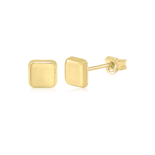 Rounded Square Stud Earrings 14K Yellow Gold Polished Shiny Italy UNICORNJ 5mm by Massete
