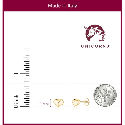 14k yellow gold 6mm puff heart stud earrings by Unicornj, view 2