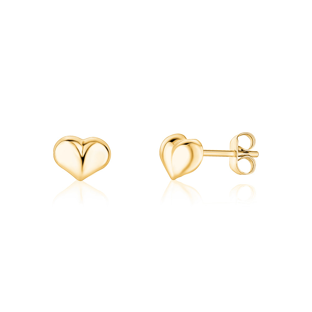 14k yellow gold 6mm puff heart stud earrings by Unicornj