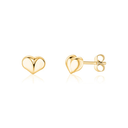 14k yellow gold 6mm puff heart stud earrings by Unicornj