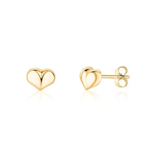 14k yellow gold 6mm puff heart stud earrings by Unicornj