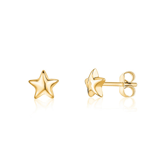 14k yellow gold 6.5mm puff star stud earrings by Unicornj