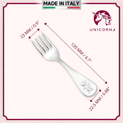 Sterling Silver Baby Fork Personalized Engravable Keepsake | Teddy Bear Design by Massete