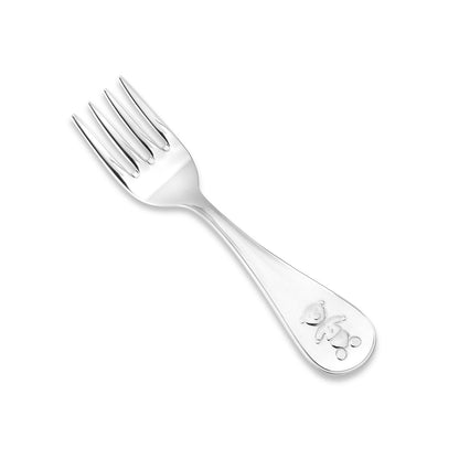 Sterling Silver Baby Fork Personalized Engravable Keepsake | Teddy Bear Design by Massete