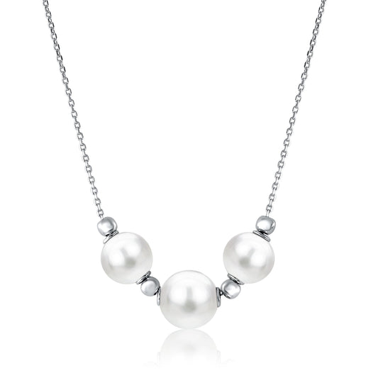 Pearl Necklace Pendant Necklace in 14k White Gold by Massete