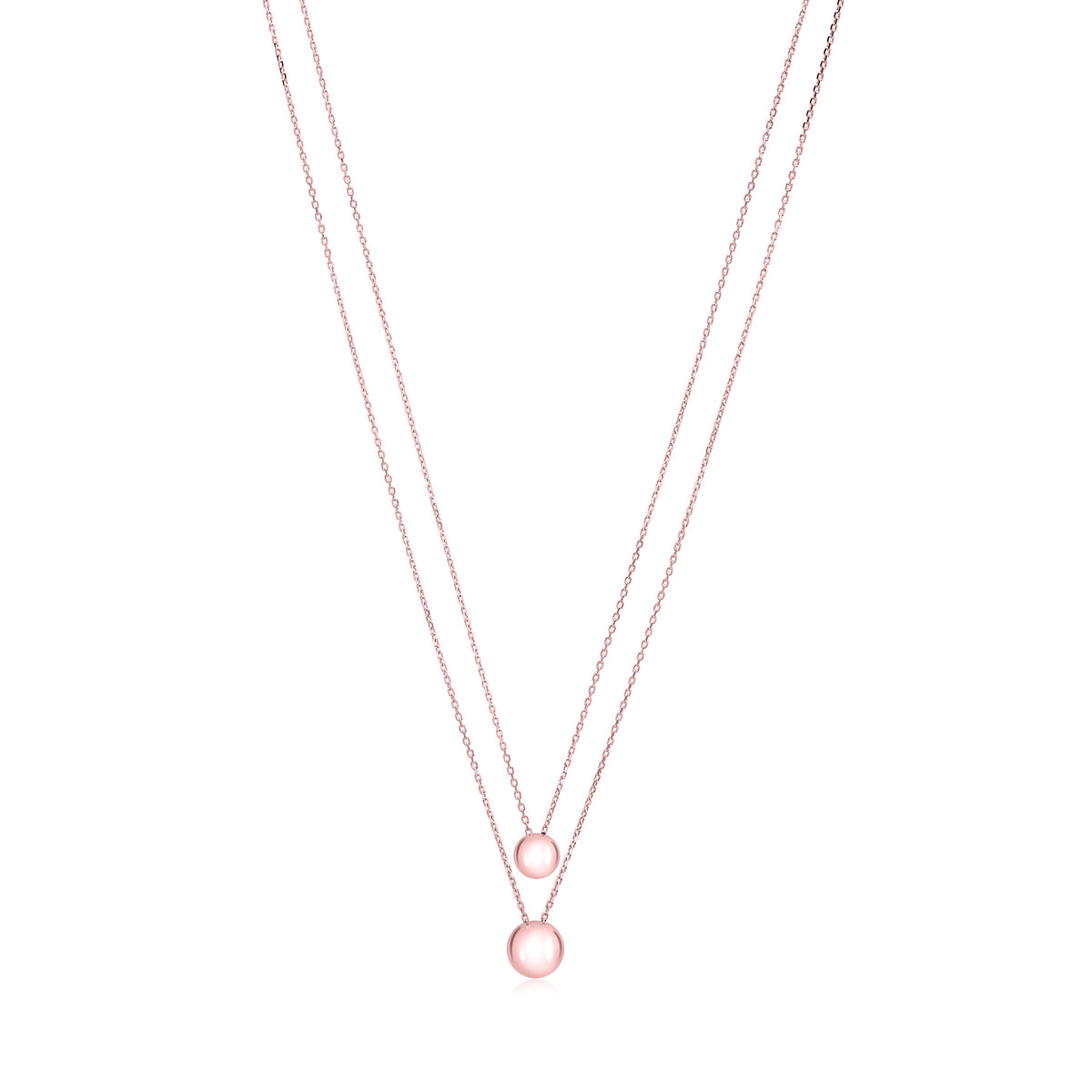 Sterling Silver High Polished Double Layer Ball Necklace Pendant on Cable Chain 19" by Massete