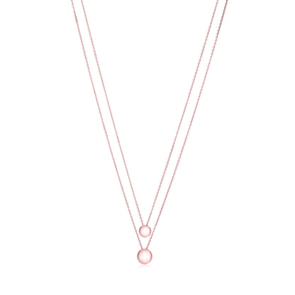 Sterling Silver High Polished Double Layer Ball Necklace Pendant on Cable Chain 19" by Massete