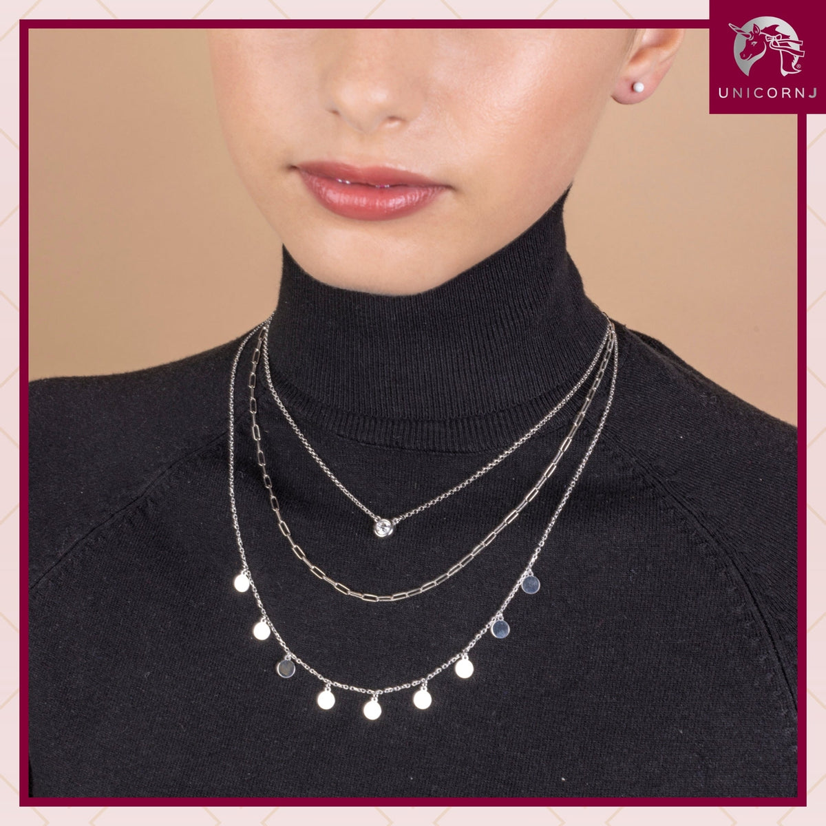 Sterling Silver Multiple Mini Discs Necklace flat Cable Chain 20" by Massete