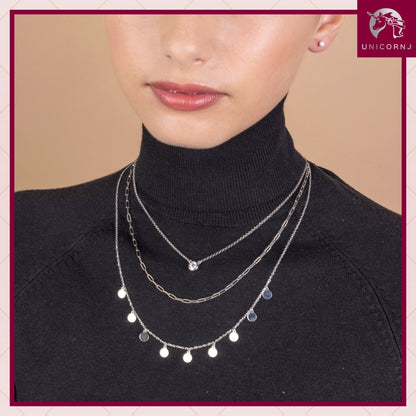 Sterling Silver Multiple Mini Discs Necklace flat Cable Chain 20" by Massete