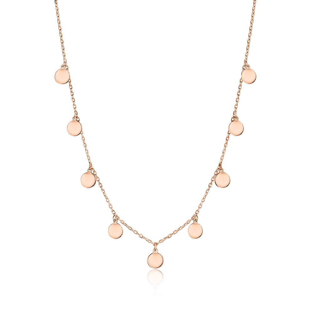 Sterling Silver Multiple Mini Discs Necklace flat Cable Chain 20" by Massete