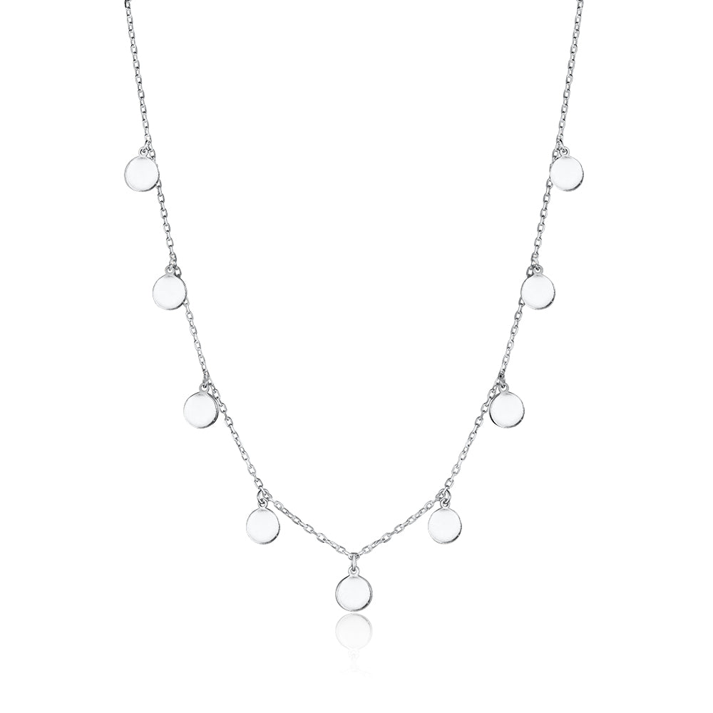 Sterling Silver Multiple Mini Discs Necklace flat Cable Chain 20" by Massete