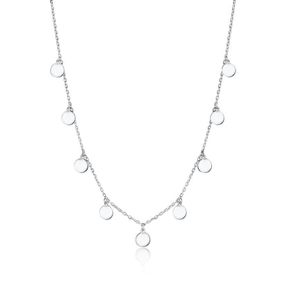 Sterling Silver Multiple Mini Discs Necklace flat Cable Chain 20" by Massete