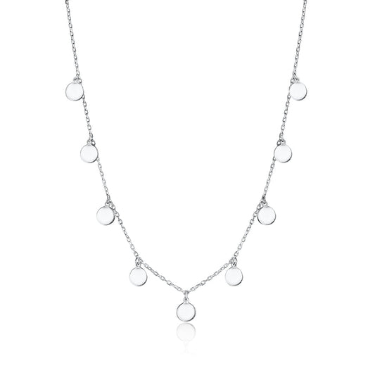 Sterling Silver Multiple Mini Discs Necklace flat Cable Chain 20" by Massete