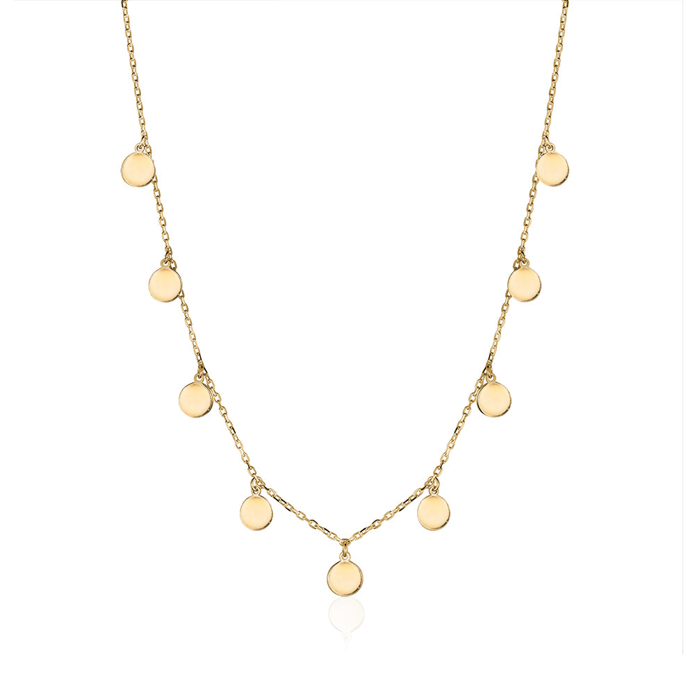 Sterling Silver Multiple Mini Discs Necklace flat Cable Chain 20" by Massete
