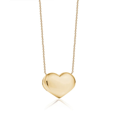 14k yellow gold puffy heart necklace on rolo chain by Unicornj, view 3