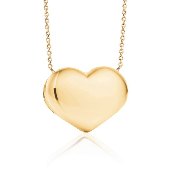 14k yellow gold puffy heart necklace on rolo chain by Unicornj