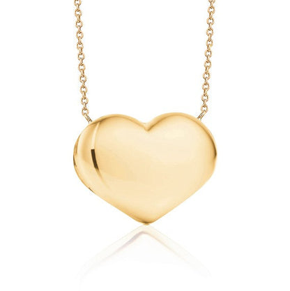 14k yellow gold puffy heart necklace on rolo chain by Unicornj