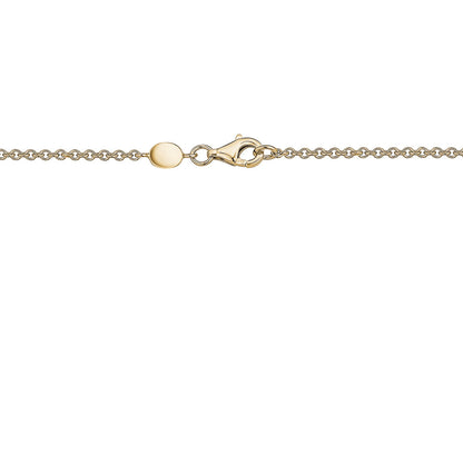 Clasp detail of 14k yellow gold puffy heart necklace on rolo chain by Unicornj