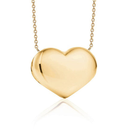 14k yellow gold puffy heart necklace on rolo chain by Unicornj, view 4