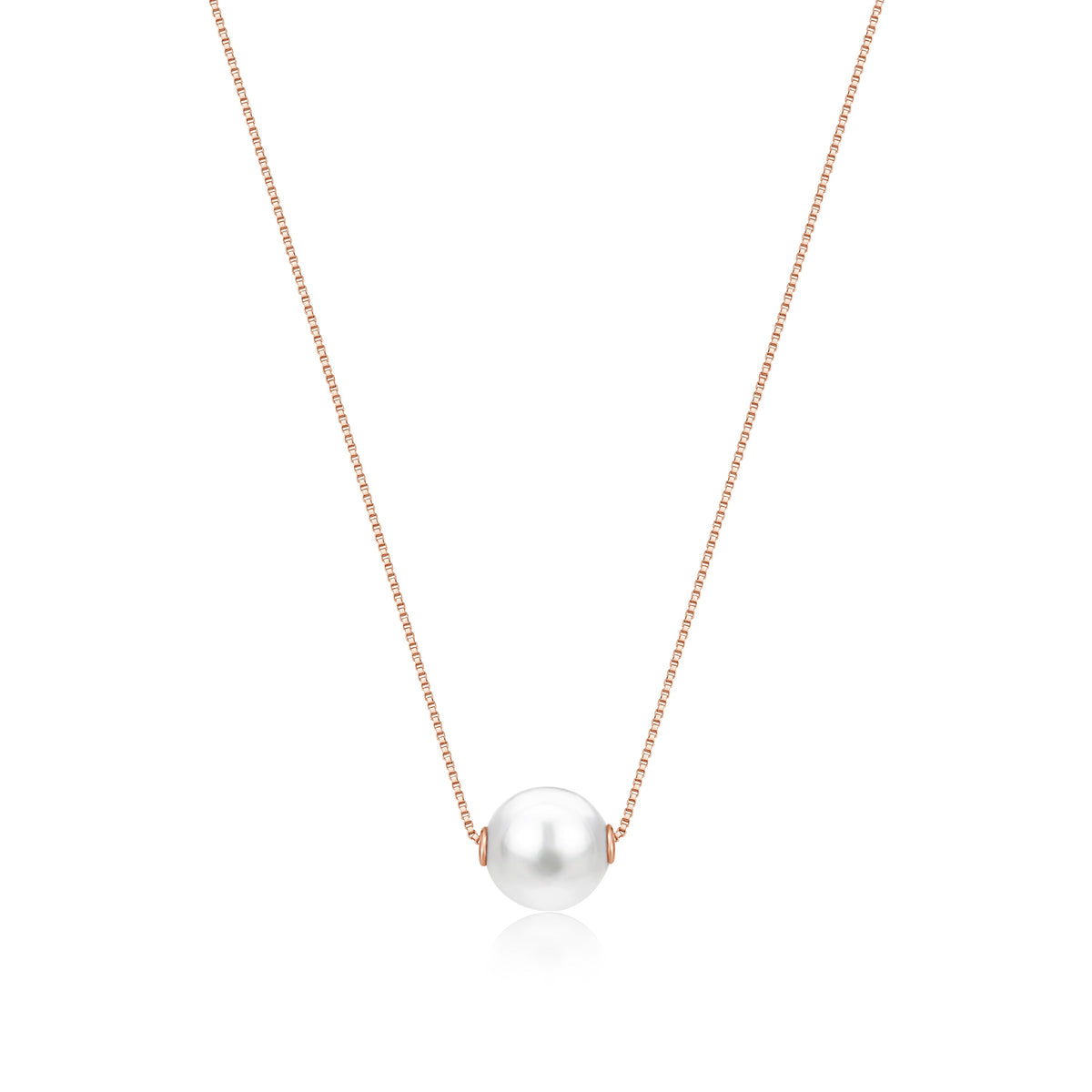 14k rose gold floating freshwater pearl necklace by Unicornj, view 11