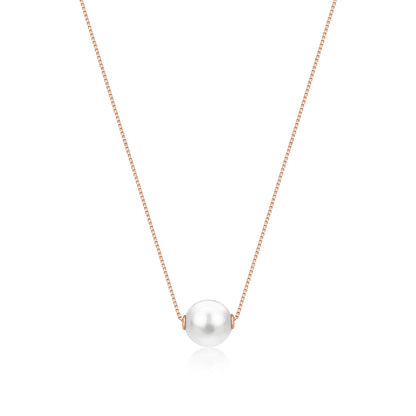 14k rose gold floating freshwater pearl necklace by Unicornj, view 11