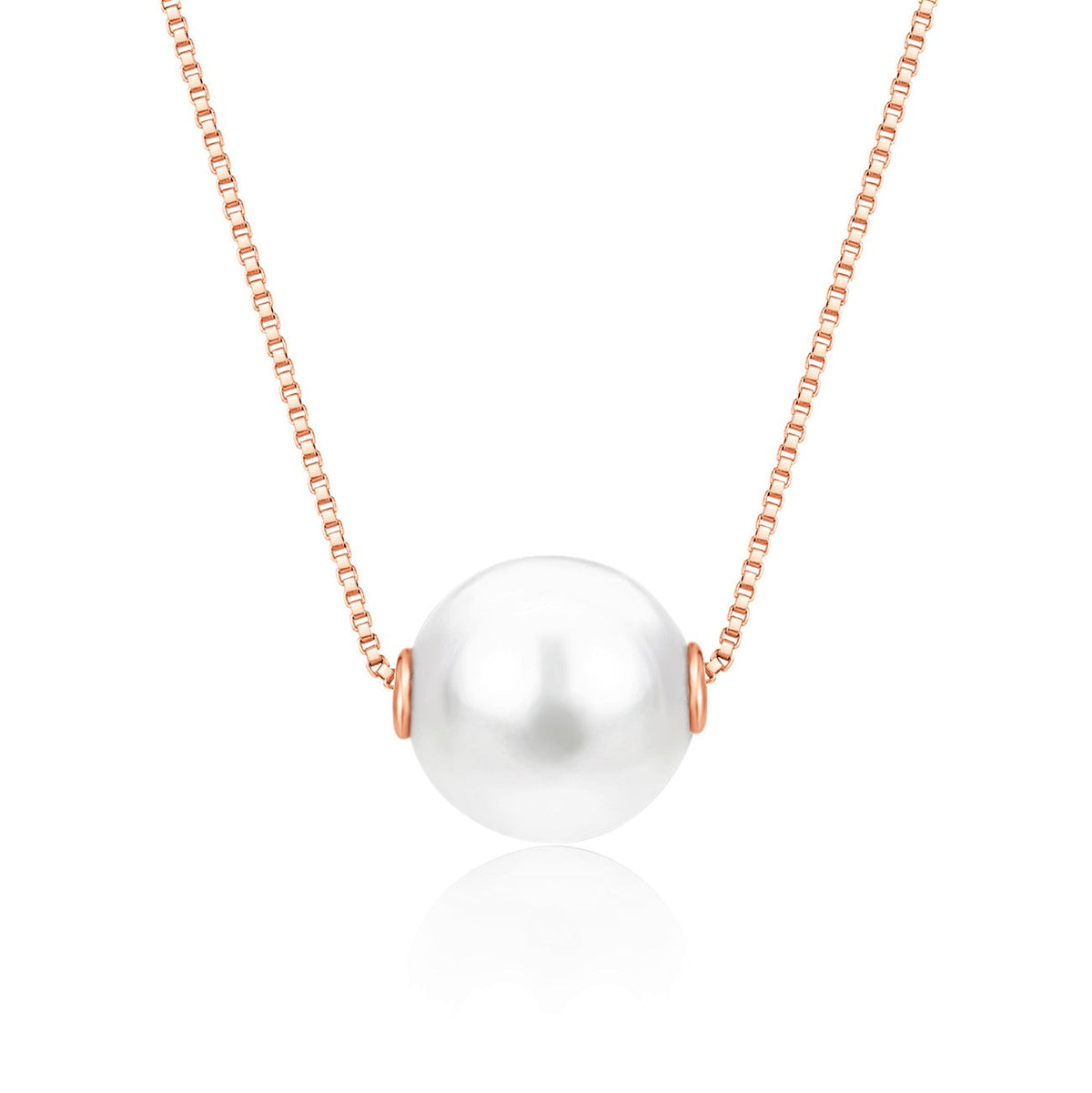14k rose gold floating freshwater pearl necklace by Unicornj