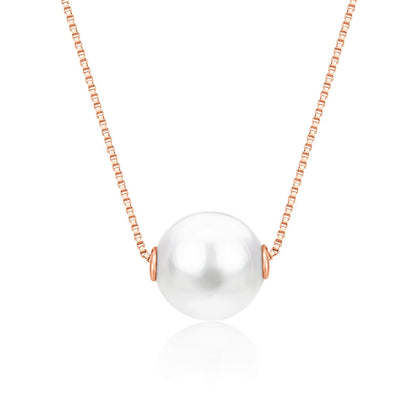 14k rose gold floating freshwater pearl necklace by Unicornj