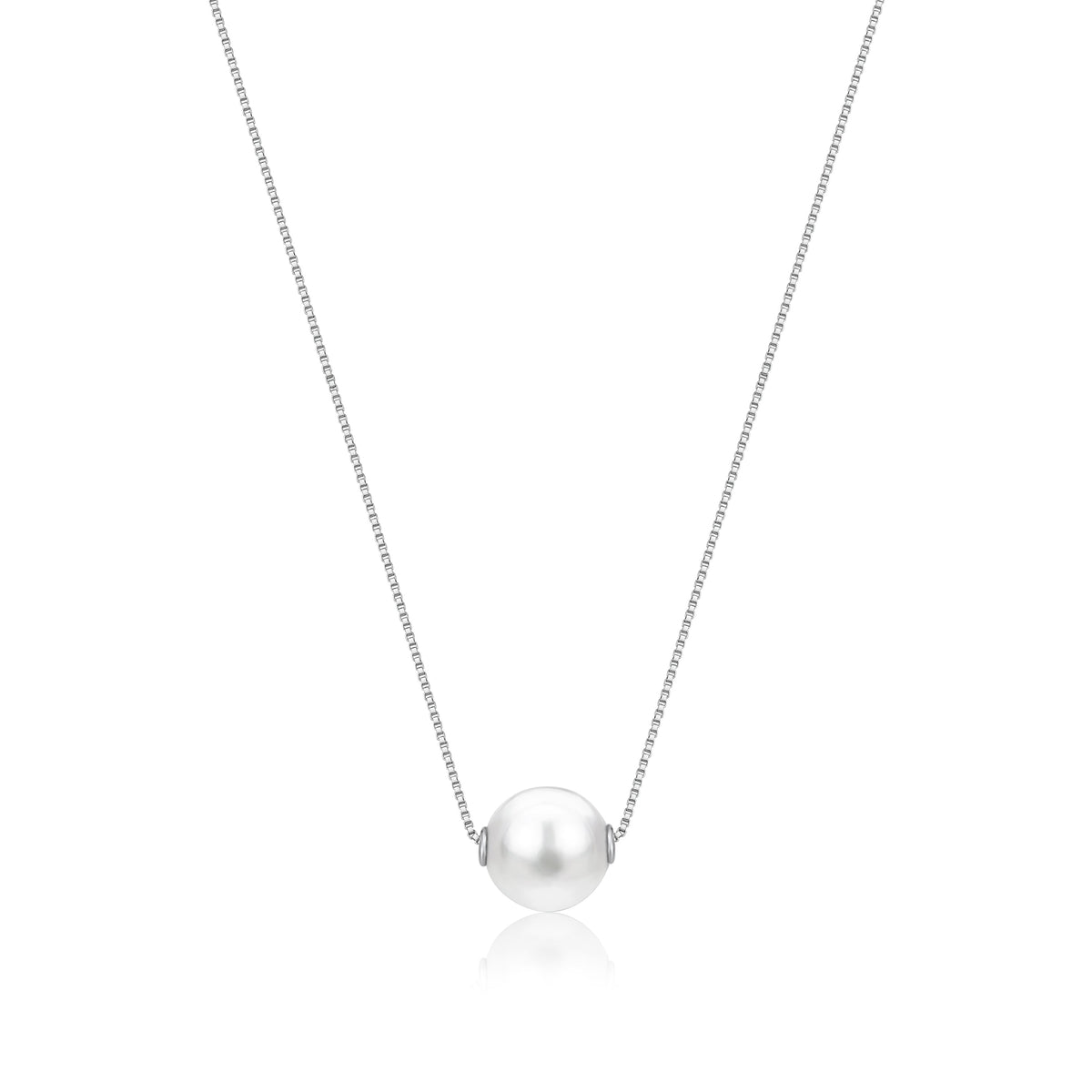 14k white gold floating freshwater pearl necklace by Unicornj, view 9