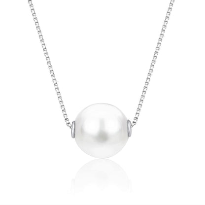 14k white gold floating freshwater pearl necklace by Unicornj