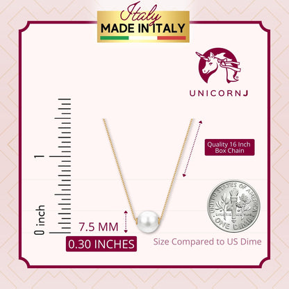 14k yellow gold floating freshwater pearl necklace by Unicornj, view 7