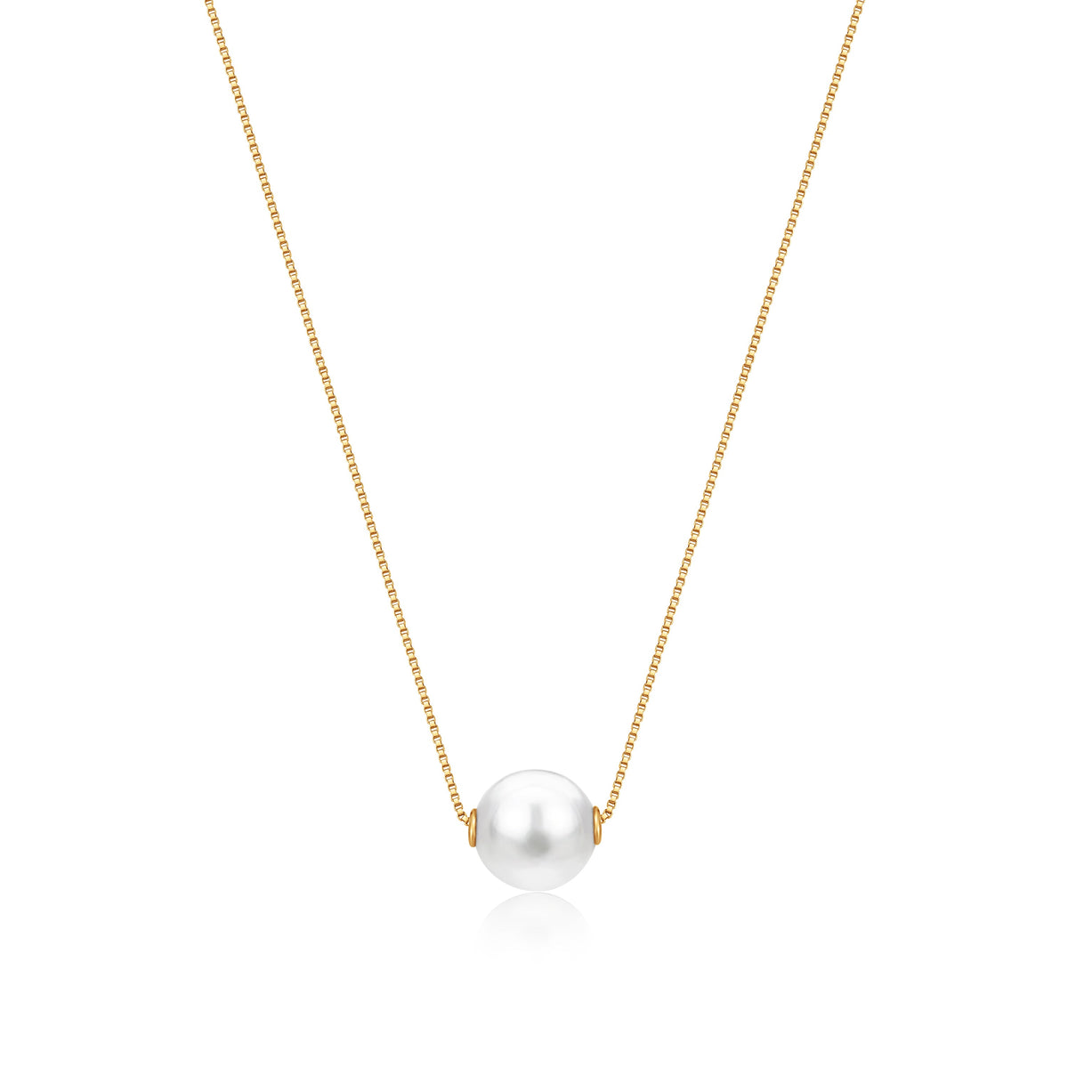 14k yellow gold floating freshwater pearl necklace by Unicornj, view 6