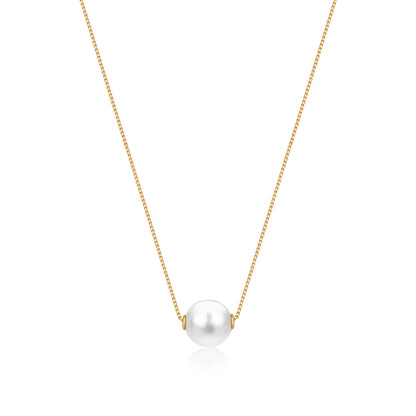 14k yellow gold floating freshwater pearl necklace by Unicornj, view 6
