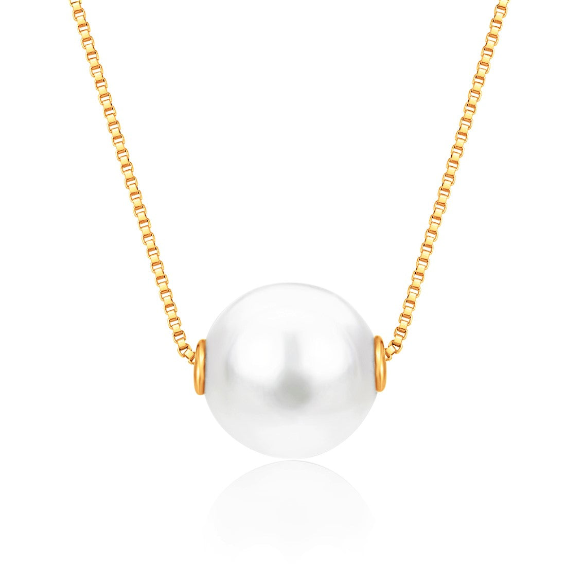 14k yellow gold floating freshwater pearl necklace by Unicornj